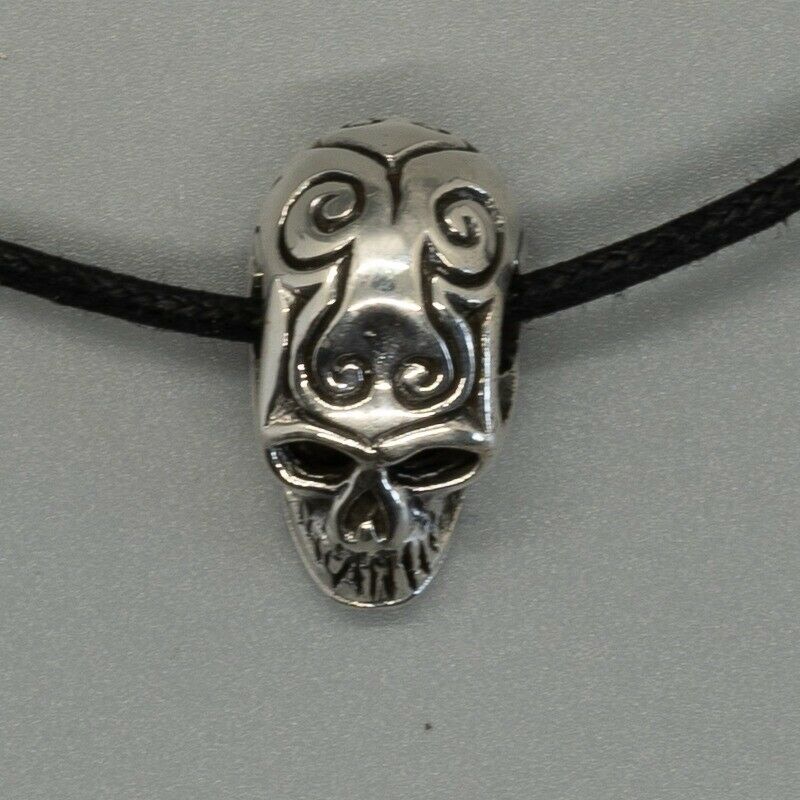 Skull 3D 925 silver Pendant Tattoo Biker Pagan celtic viking nordic norse
