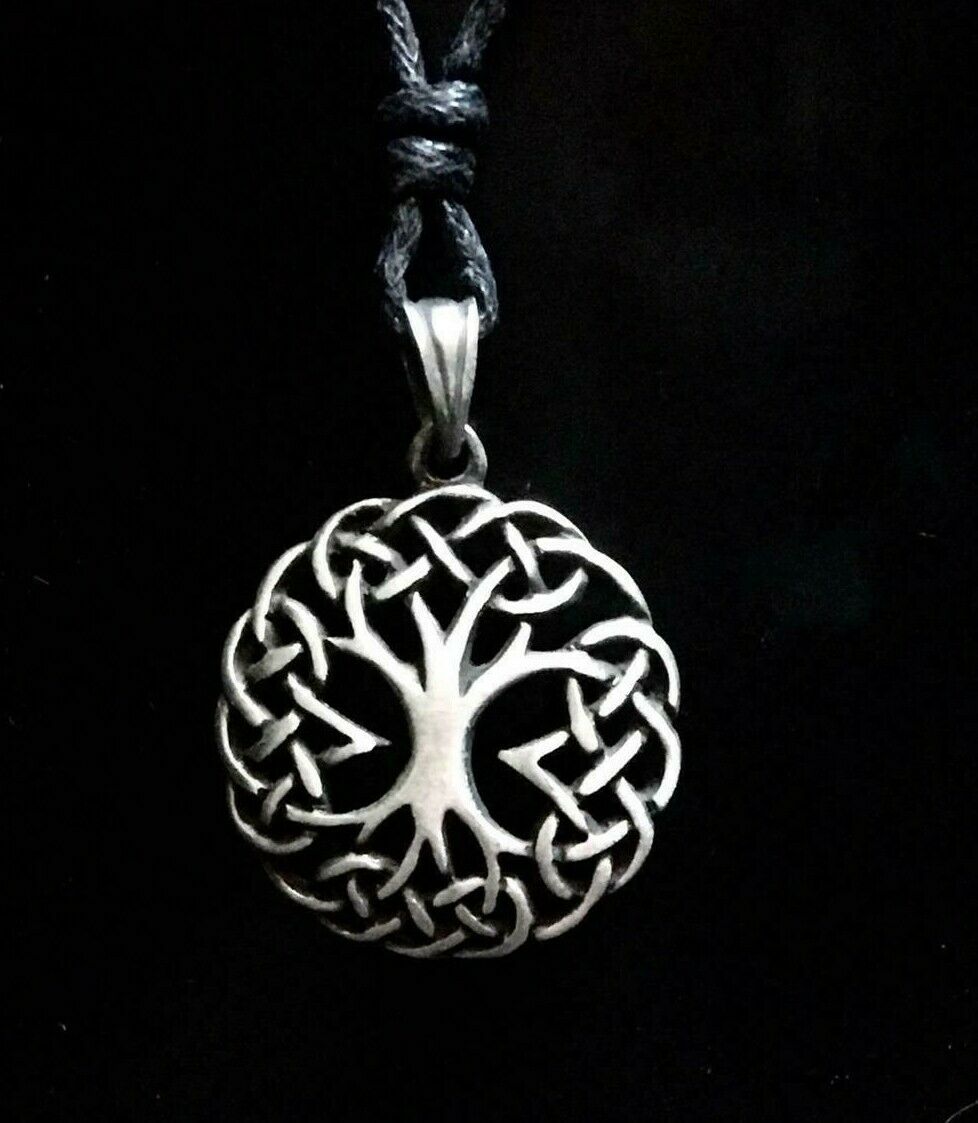 Tree of Life Celtic Pewter Pendant Gothic Biker Pagan Necklace