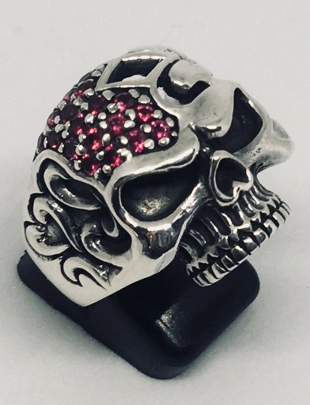 Skull Ring .925 silver Metal Biker Gothic Bling feeanddave