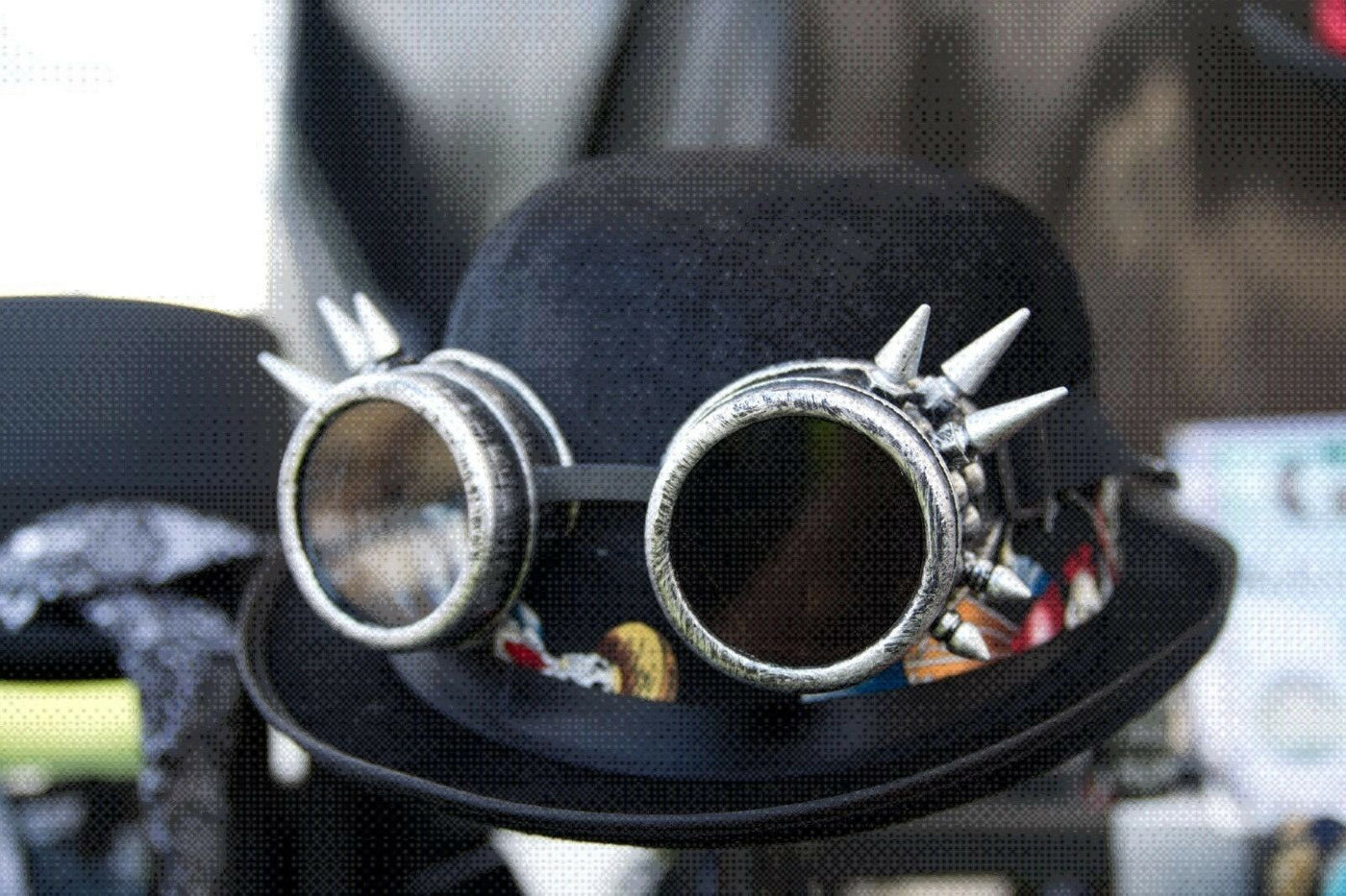 Steampunk Unisex Bowler Hat day of the dead Gothic Cyber Retro Cosplay goggles