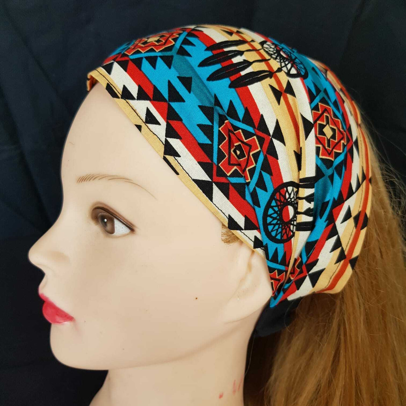 Navajo influenced dreamcatcher Handmade Elasticated Hair Head band Bandana aztec