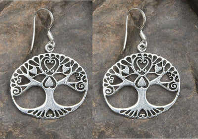 Tree of Life Heart drop earring .925 silver  drop dangle hanging ladies womens