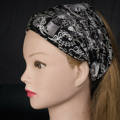 Gothic Witch Elasticated Head band Bandana Chemo Wear Gothic Wicca Spider Poison
