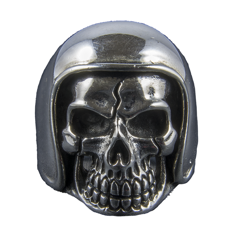 Motor bike Helmet Skull Ring 925 sterling silver  Metal Gothic