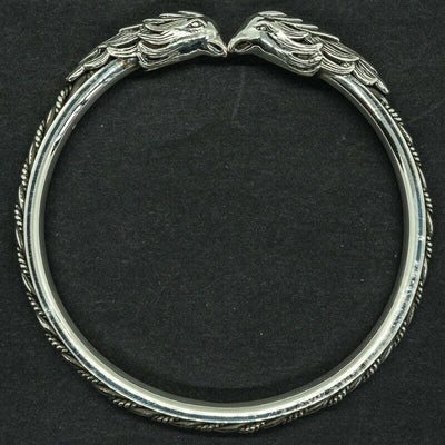 Eagle Bangle .925 silver torc wristband biker Gothic viking bird prey feeanddave