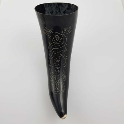 Dragon Viking Buffalo Drinking Horn Carved Pagan Medieval Game Thrones Beer
