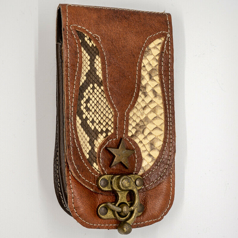 Leather & Real Python Snakeskin Universal Mobile Cell Phone Pouch