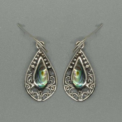 Abalone paua drop earrings - .925 sterling silver