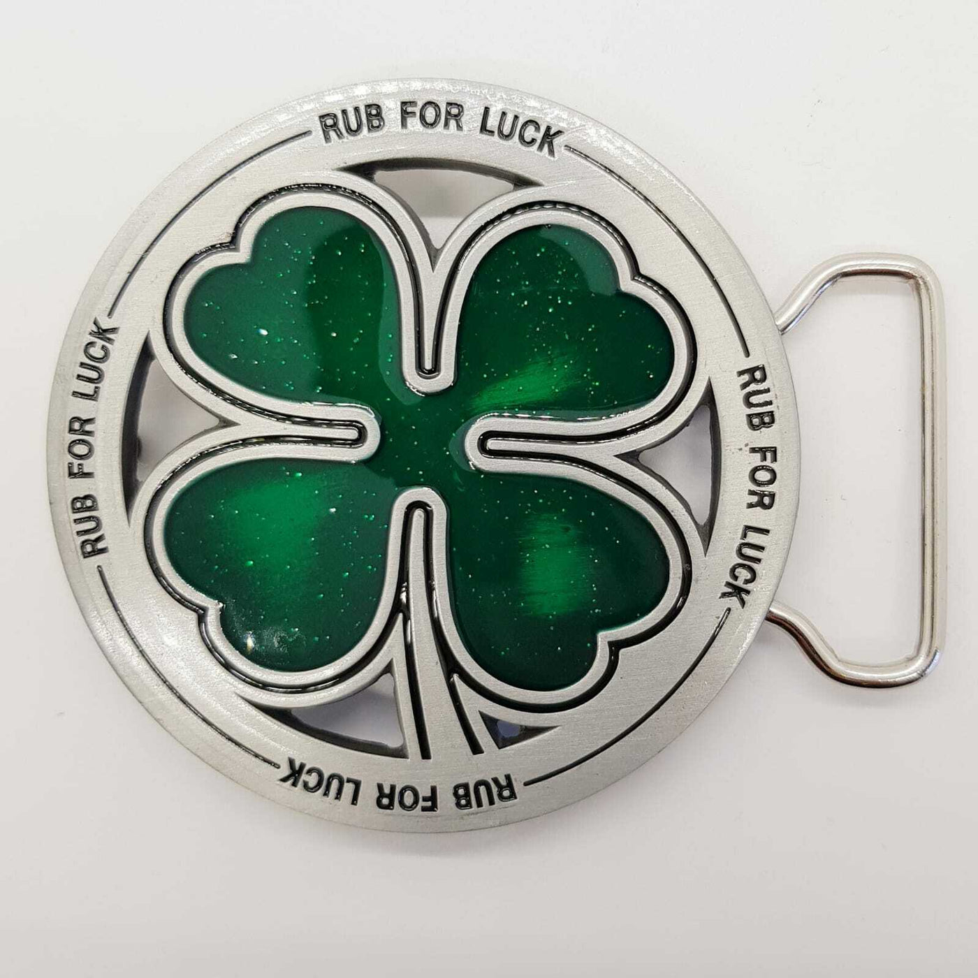 Clover Leaf Lucky Belt Buckle - enameled