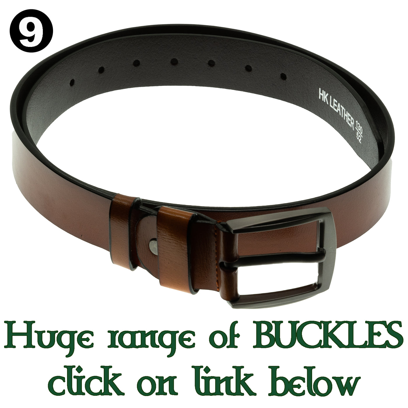 Leather & Bonded Leather Belts in a variety of colours, designs & sizes.