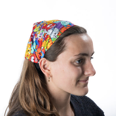 Wise Alley Cat Elasticated Headband - Timeless Treasures - 100% Cotton Fabric