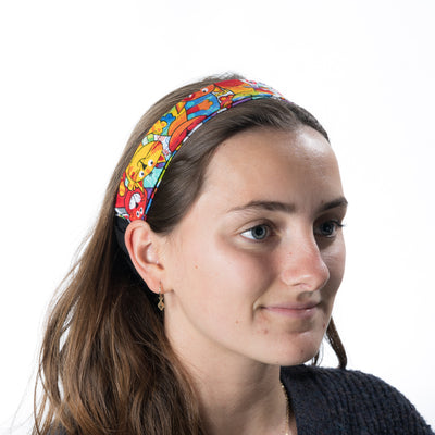 Wise Alley Cat Elasticated Headband - Timeless Treasures - 100% Cotton Fabric
