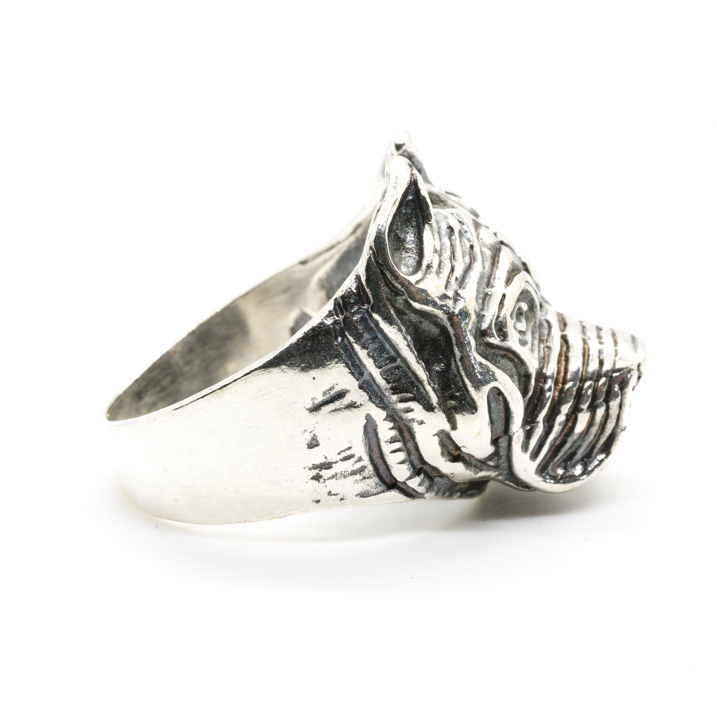 Bulldog/Bull Mastiff Dog Head Ring - .925 Sterling Silver