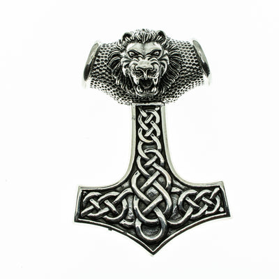 Thors Hammer Lion Pendant 925 sterling silver