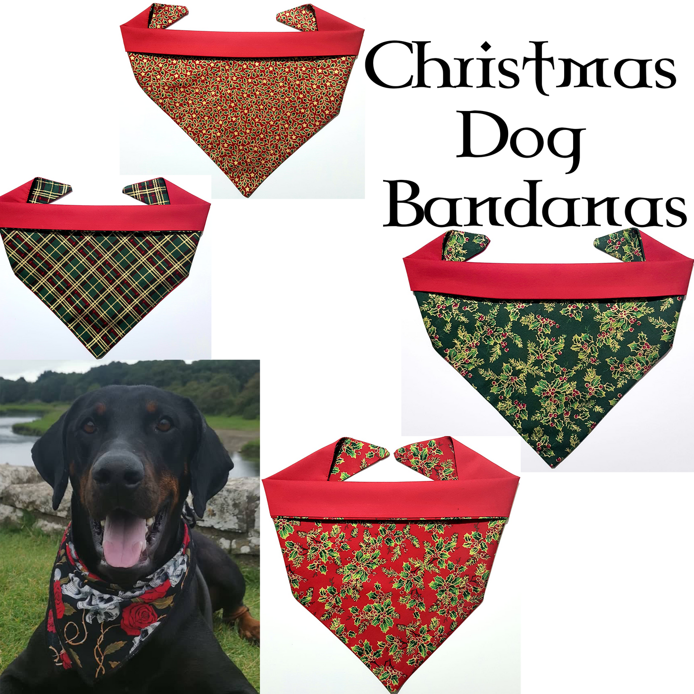 Dog Bandana Neck Tie Reversible Dog Bib Christmas Xmas Festive Neckerchief