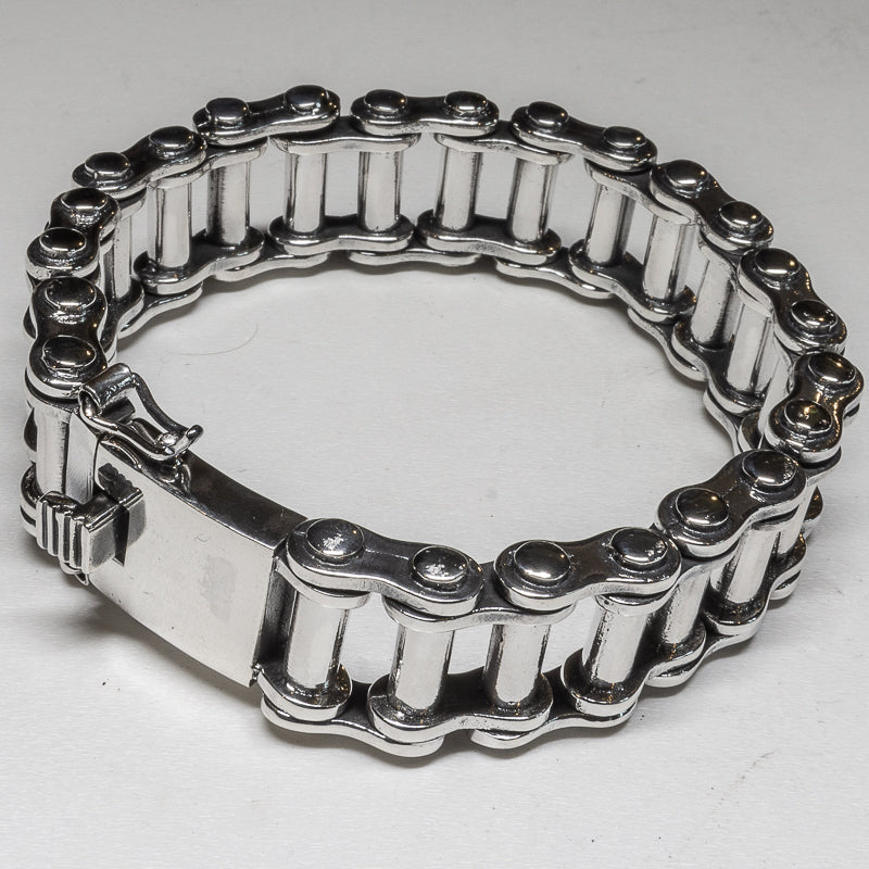 Replica Bike Chain Bracelet - 18mm - .925 sterling silver