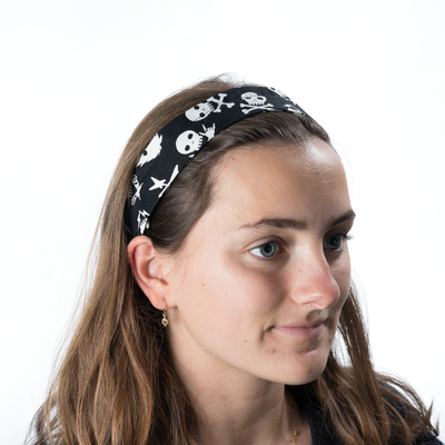 Skull Rocker Headband ~ Handmade from 100% cotton