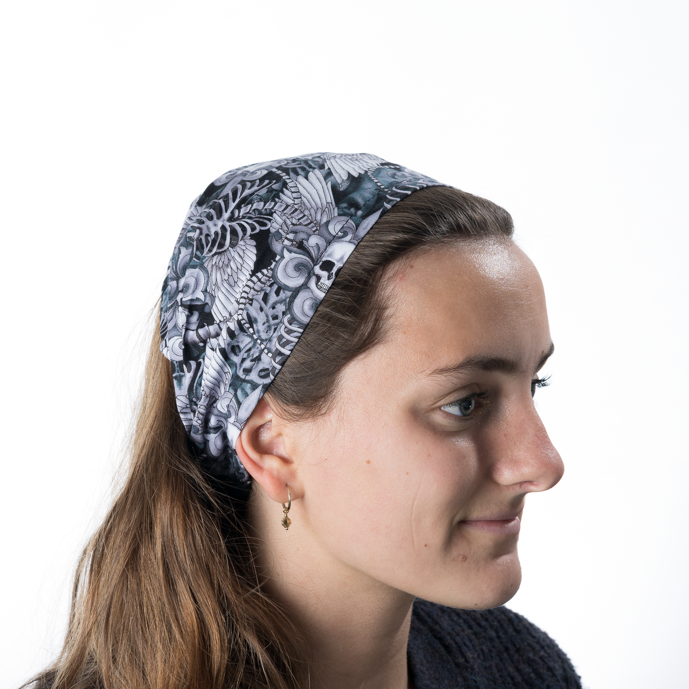 Winged Skull & Vertebrae Headband ~ Handmade from 100% cotton