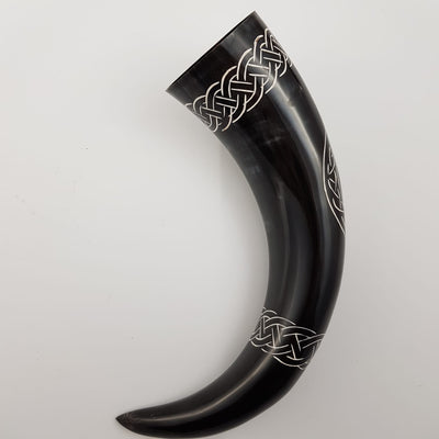 Thors Hammer Viking Buffalo Drinking Horn with stand