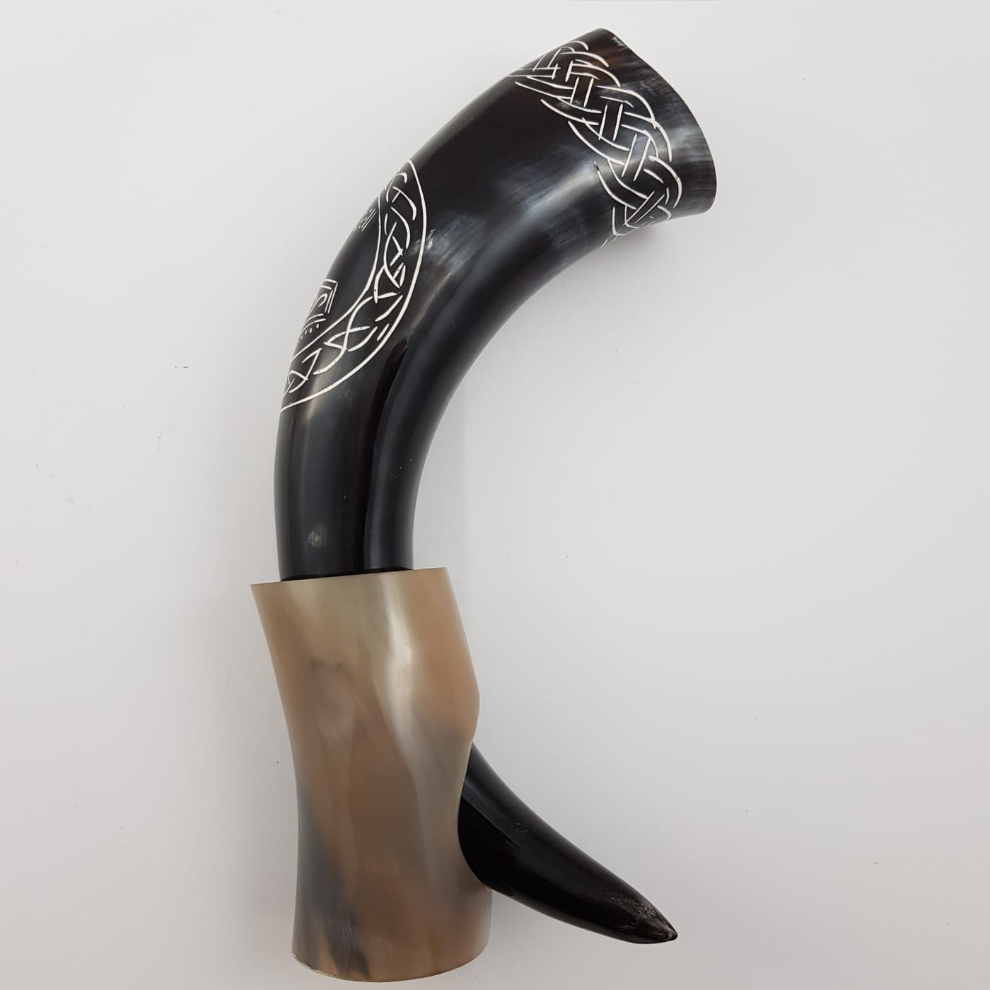 Thors Hammer Viking Buffalo Drinking Horn with stand