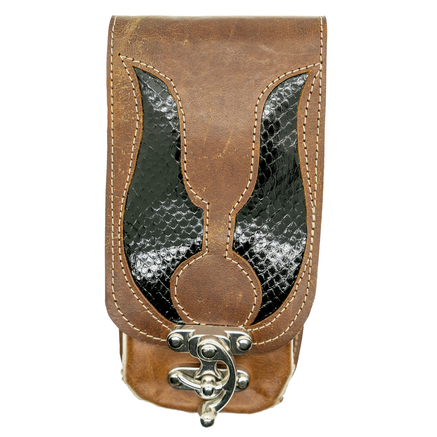 Leather & Python Snakeskin Mobile Phone Pouch