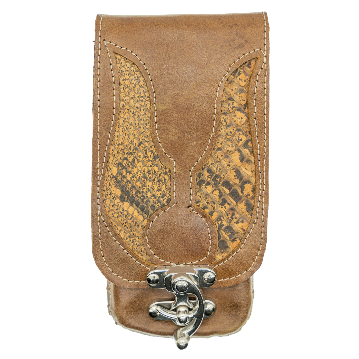 Leather & Python Snakeskin Mobile Phone Pouch