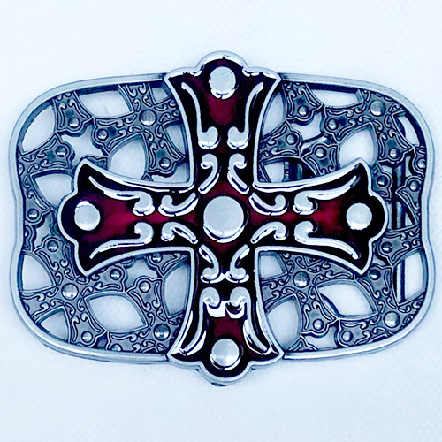 Gothic Cross Belt Buckle Metal Biker Pewter Style Heraldic