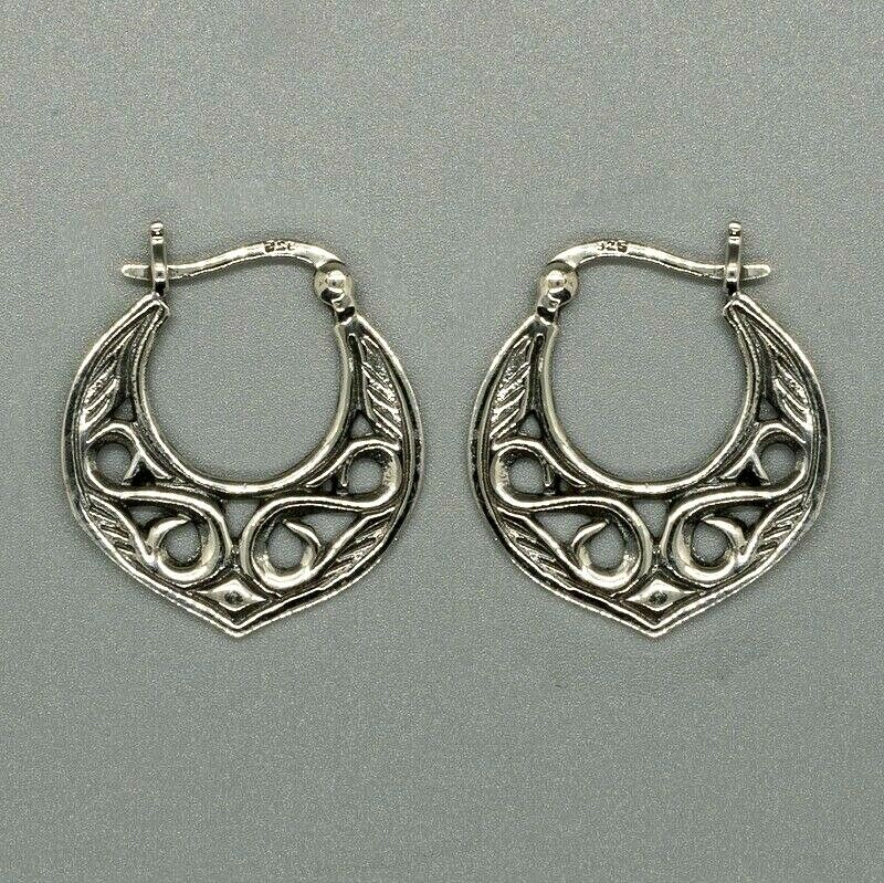 Creole Hoop Earrings - .925 sterling silver - ornate