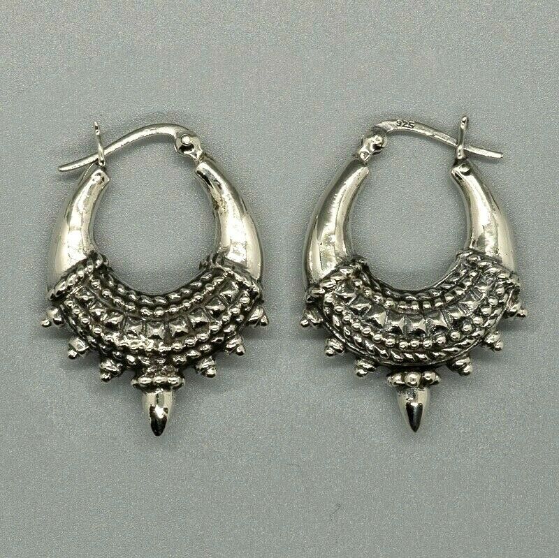Creole Hoop Earrings - .925 Sterling Silver - Chunky