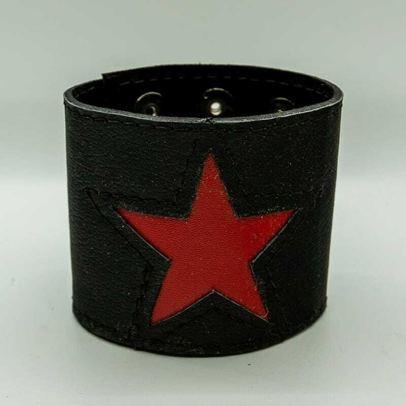Star Inlay Leather Wristband
