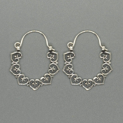 Creole Hoop Earrings - .925 sterling silver - Hearts